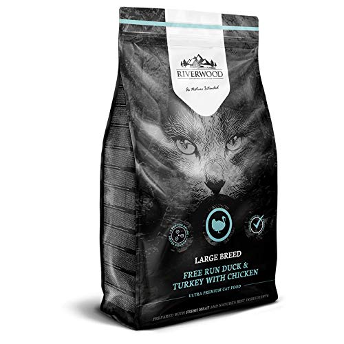 Riverwood - Alimentos secos completos, sin cereales, para gatos de raza grande con pato, pavo, pollo (2 kg)