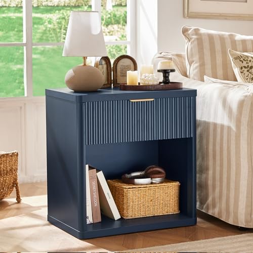 Lerliuo 23" Wide Fluted Night Stand with Charging Station, Large ...