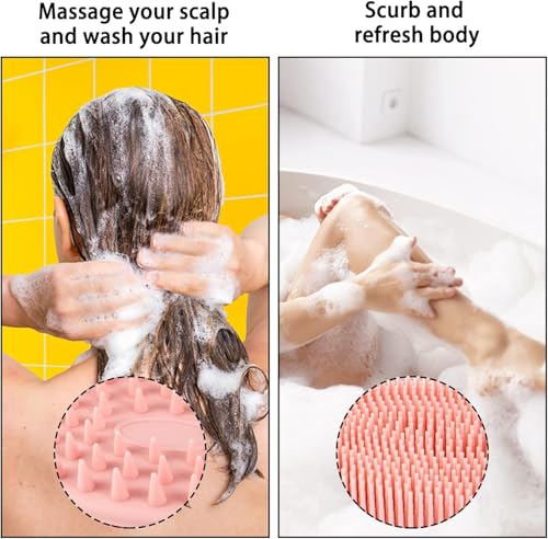 Image of Kimee Silicone Body Scrubber with Dense Soft Bristles, Exfoliating Shower Brush for Deep Cleansing, Rich Foam Bath Massager, Hygienic Quick Dry Body Wash Scrubber for Men Women