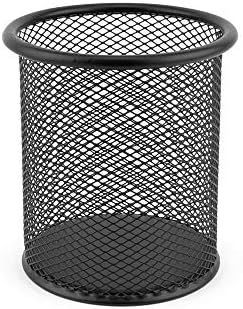 D.RECT Metal Pen Holder Round Wire Metal Mesh Multifunctional Cup for Ballpoint Pen Diameter 91 mm Black 7613