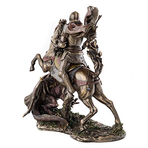 Estatua San Jorge Matando al Dragón de Bronce 10.5 in miniatura 3