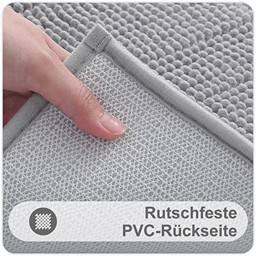 Homaxy Chenille Badezimmerteppich Set 2 teilig rutschfeste Badematte Set Weich Saugfähige Badteppich Set Waschbar… – Bild 5