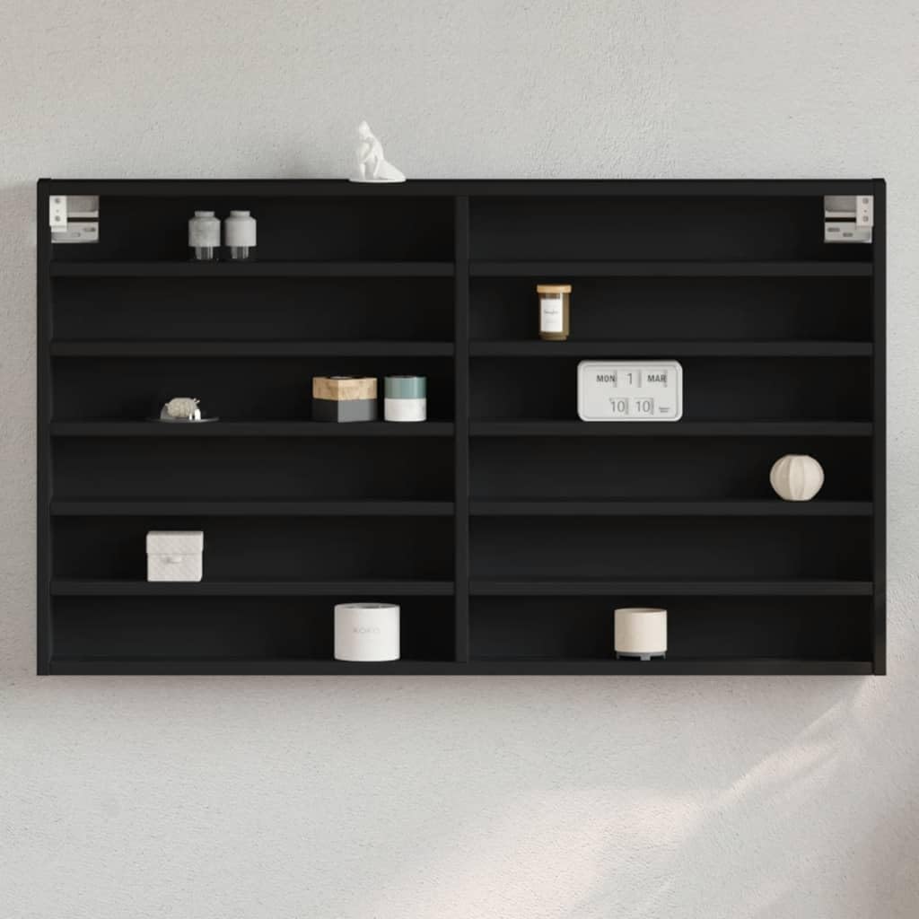 Vitrine gabinete negro de 100x8.5x58 cm en madera de ingeniería para colgar