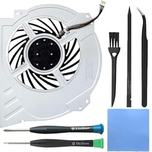 ZHUROUPU Ersatzlüfter für PS4 Pro CUH-7xxx, CPU-Kühlkörper 2500RPM für Play Station 4 Pro mit Pinsel, Pinzette, Thermal Pad, Spudger, PH0 T8 Schraubendreher