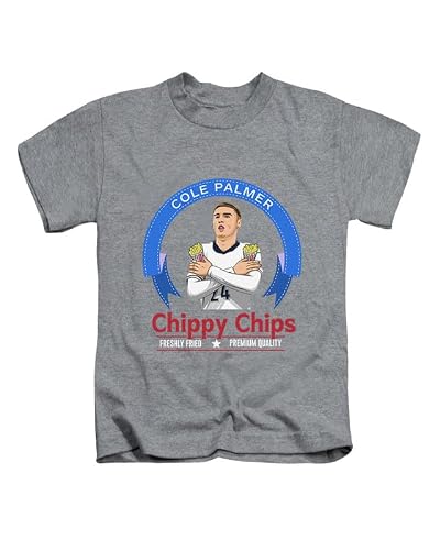 New Spirit Original Unisex Heather Grey Chippy Chips Cole Palmer, Cool Fun Footy Football Tee T-Shirt Funny T Shirt Top