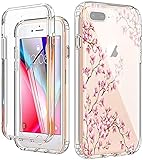 YiYiYaYa for iPhone 7 Plus 8 Plus Case with Built in Screen Protector, Clear Floral Pattern for Girls Women, Full Body Shockproof Case for for iPhone 6 Plus/6s Plus/7 Plus/8 Plus Nice Flowers