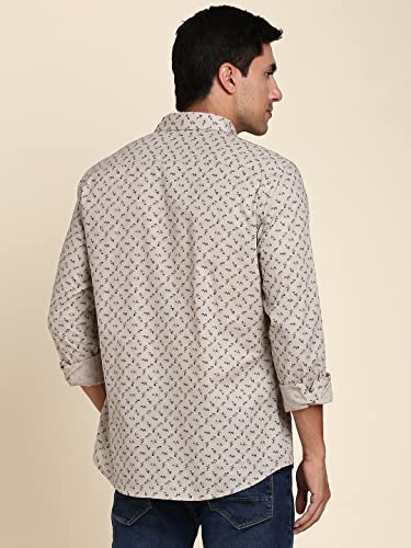 Image of Dennis Lingo Men's All Over Print Pure Cotton Slim Fit Full Sleeve Spread Collar Casual Shirt