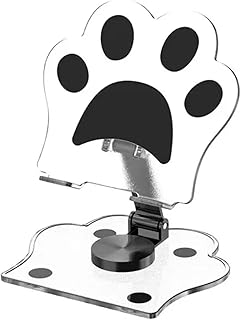 スマホスタンド 卓上 ほんmoneyに可愛い 猫の肉球 デザイン アクリル板 金属ベース 360°回転 スマホ立て 携帯スタンド ペタンコ 薄型 省スペース ユニバーサル 対応 机の上 オシャレ ほんmoney チョーいい 猫耳 (黒)