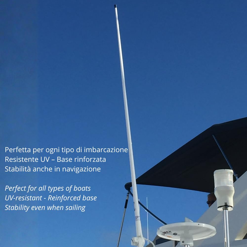 Glomex – Antenne AIS Glomeasy 1,2m (Néro), modèle RA300AIS/BK – Installation rapide FME, gain 3dB, pour voiliers, moteur, bateaux pneumatiques, yachts – Sécurité AIS et style moderne