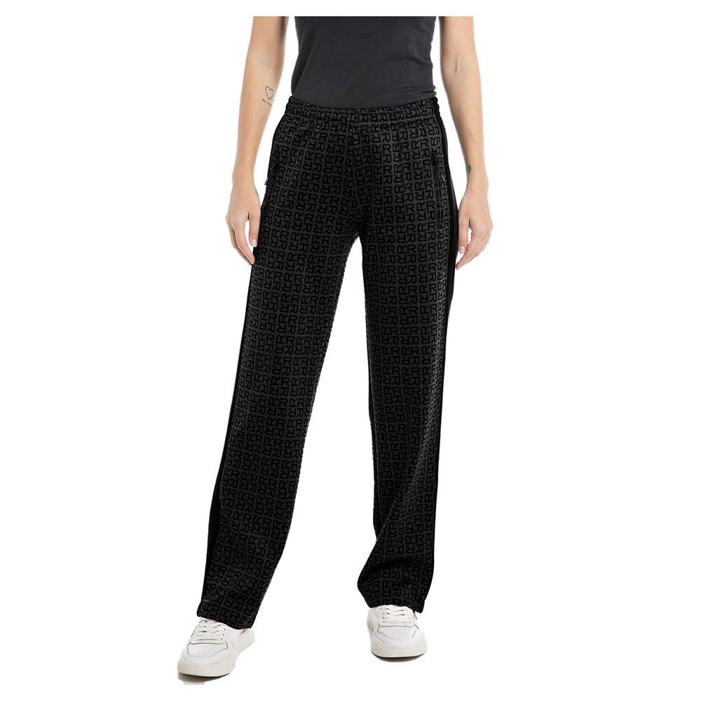 Replay Damen Stoffhose Logo All Over Print