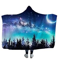 Chickw11 Coperta con Cappuccio 3D Moda Cielo Stellato Lupo Stampa