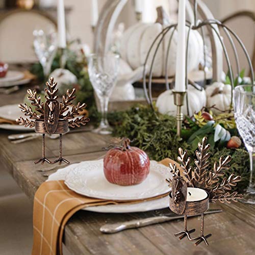 Forup 6 Pack Metal Turkey Tea Light Candle Holders, Thanksgiving Candle Holder, Thanksgiving Home Table Decoration #TOP4