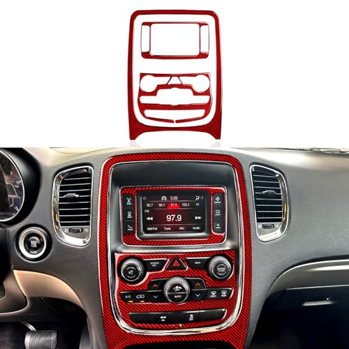 Image of Car Center A /C Outlet Panel Decals for 2014-2017 Dodge Durango Accessories Carbon Fiber Interior Stickers, Red
