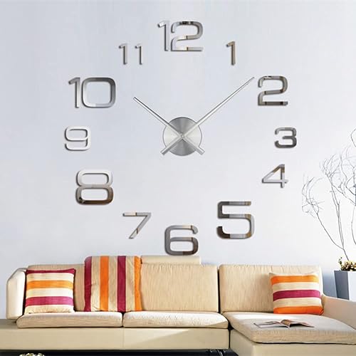 Miniatura 2 de EUBUY Reloj de pared 3D DIY, sin marco, moderno, silencioso, números redondos, 3D, funciona con pilas, reloj decorativo para decoración del hogar,