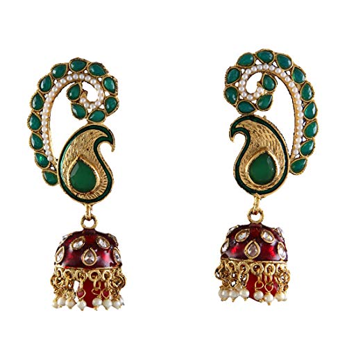 Joyas de esmeralda CZ con perlas y latón chapado en oro para cenas exclusivas