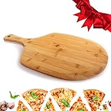 Kozy Kitchen Paleta de madera de bambú para pizza, espátula de pizza de bambú orgánico de primera calidad y tabla de cortar con asa para pizzas, hornear pan, bandeja de servir frutas y queso (bambú,