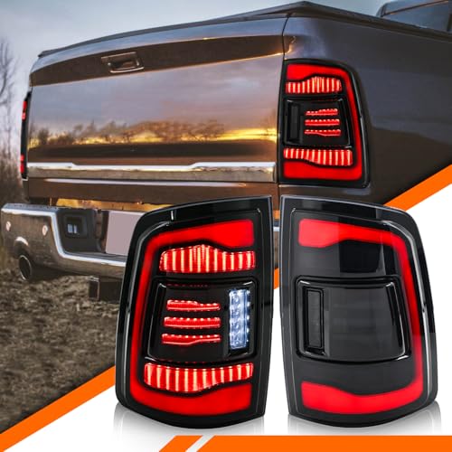 COOLDNA LED Tail Lights for 2009-2018 Dodge Ram 1500 2500 3500 Taillight Assembly [For Halogen & LED Model] Smoked Lens/Driver & Passenger Side Rear Lamp
