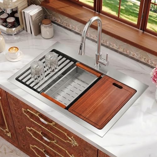 Rhbamoa Drop In Kitchen Sink 31 Inch,Single Bowl Handmade Kitchen Sink by Rhbamoa - Used condition - US$213.28
