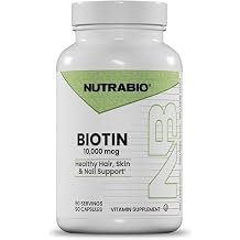 NutraBio Biotin 10000mcg, 90 Vegetable Capsules