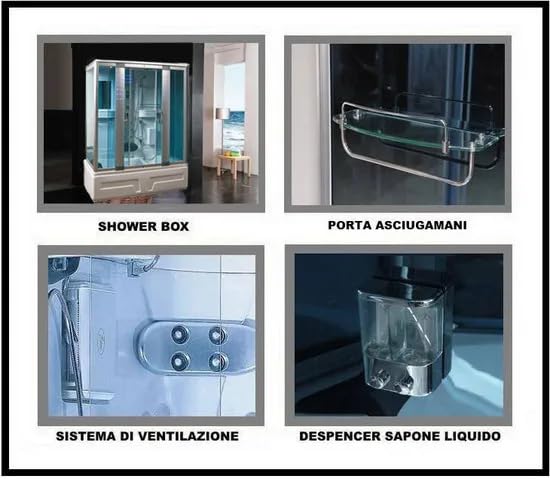 Bagno Italia Bañera de hidromasaje con cabina de 160 x 85 cm con hidrochorros y baño de vapor