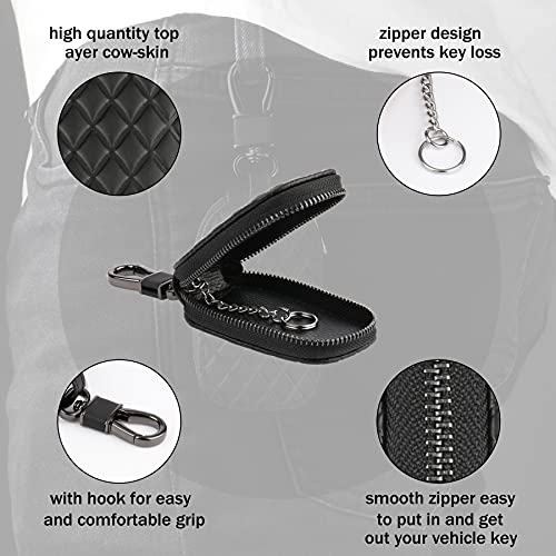 Amiss Universal Key Fob Cover Case, Car Key Case, Key Fob Protector, Genuine Leather Car Smart Key Chain Keychain Holder… - Image 3