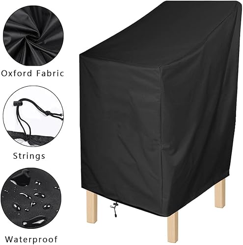 Miniatura 2 de ANMINY - Fundas impermeables para sillas de patio, color negro, Negro