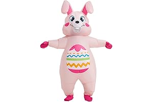Easter Bunny Costume Adult Bunny Inflatable Costume Full Body Pink Rabbit Blow...