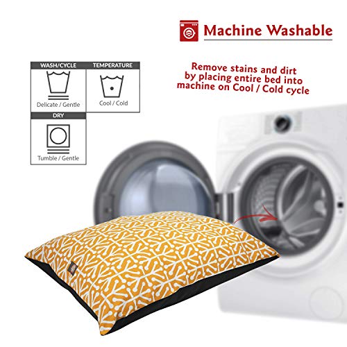 Image of Majestic Pet Rectangle Large Dog Bed Washable - Non Slip Comfy Pet Bed - Dog Crate Bed Super Value Pillow Dog Bed - Dog Kennel Bed for Sleeping - Dog Bed Large Breed 46 x 35 Inch - Aruba Yellow