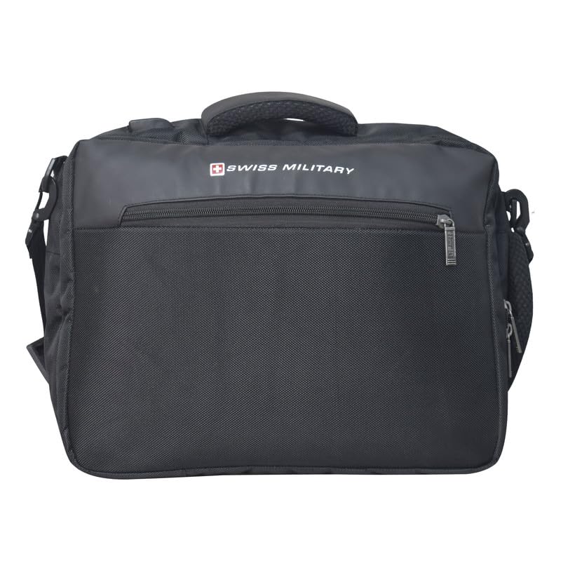 Image of SWISS MILITARY VENUE Laptop Backpack Cum Sling Bag for Men & Women, Fits 15.6 Inch Laptop, USB Charging Port, Convertible Messenger Bag, Office Work Travel Bag with Organizer, 16L, Black