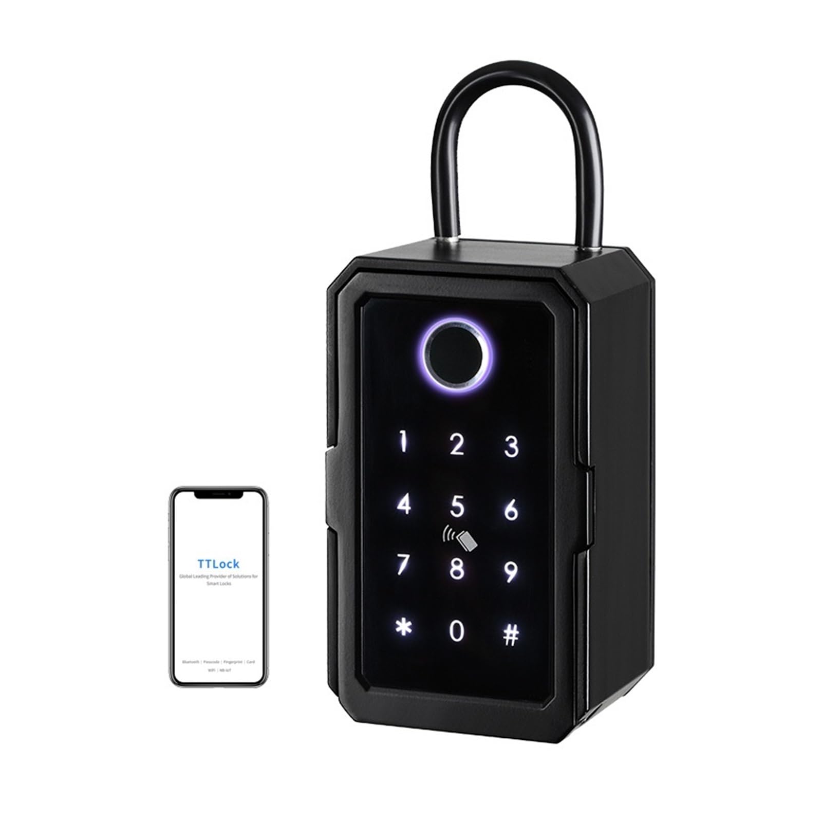 CVFRDD Security Safe Box Key Safe Tuya Ttlock Fingerprint Digital Box App Remote Access Wall Mount Combination Security Lockbox(Ttlock app)