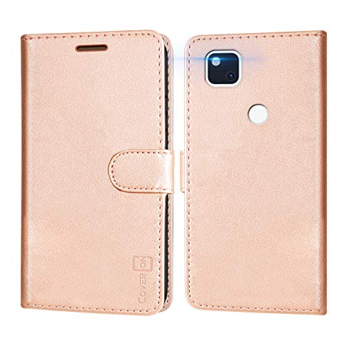 CoverON Wallet Pouch for Google Pixel 4a Case, RFID Blocking Flip Folio Stand PU Leather Phone Cover - Rose Gold