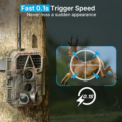 Meidase P100 WiFi Trail Camera (Non-Cellular), Bluetooth, 64MP 1296p HD Video, 0.1s Fast Trigger, 100ft No-Glow Night Vision, Motion Activated, IP66 Waterproof, Hunting, Wildlife & Yard Game Camera by Meidase - Image 4