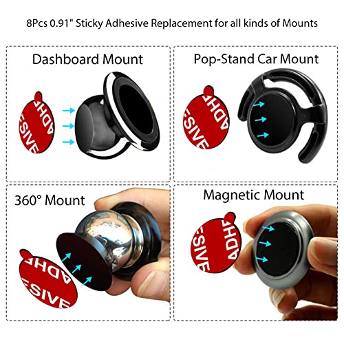 Pkyaa 8 Pack Sticky Adhesive Compatible With Socket Mount Base, Double-Sided Replacement Tape For Car Magnetic Phone Holder, 4 Pack Sticker Pads For Collapsible Grip & Stand Base #TOP3