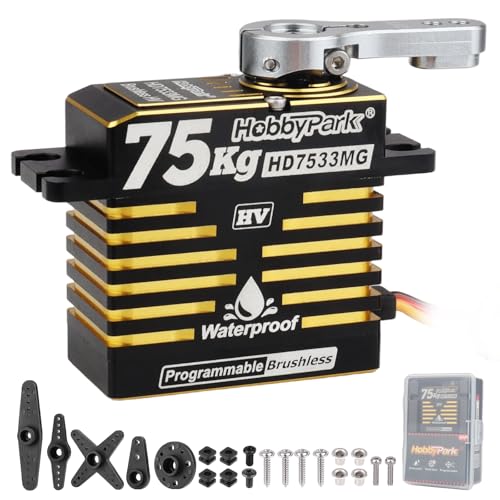 HobbyPark 75kg Waterproof Brushless Servo High Torque HV Full Metal Gears Digital Servo Motor, Fast & Powerful for 1/6 1/7 1/8 1/10 RC Car Truck Crawler Bashers Bashing