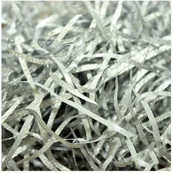 Brokatowa papierowa bibułka, 500 g Błyszcząca masa wypełniająca w strzępkach(Silver)