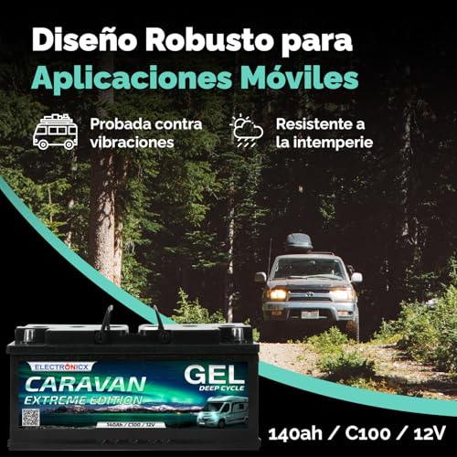 Miniatura 6 de Electronicx Extreme Edition Batería Solar 12 V, 140 Ah, Tecnología De Gel, Para Caravana De Mudanzas