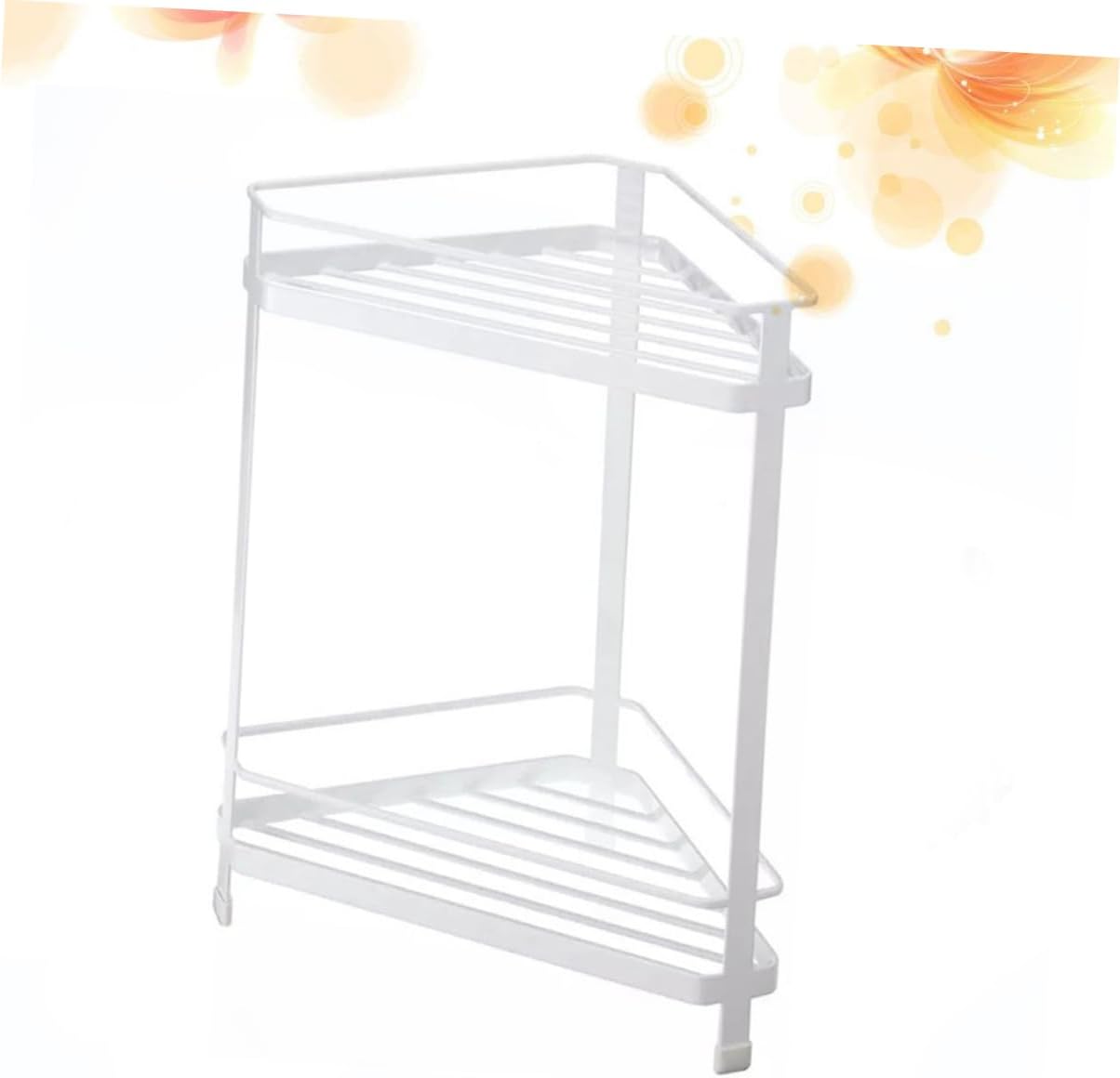 ABOOFAN Iron Art Double Layer Corner Storage Rack Multi Functional Toiletries Organizer for Kitchen Bathroom Living Room and Office White