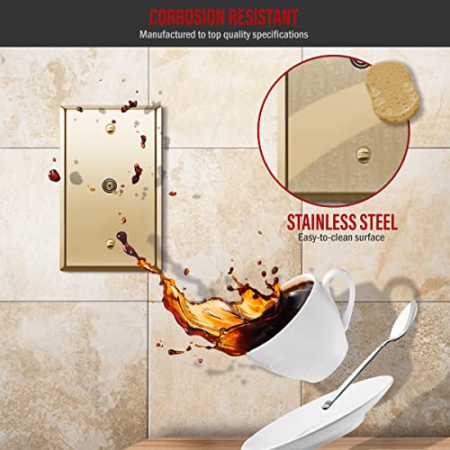 Image of ENERLITES 0.406 inch Diameter Hole Phone Cable Metal Wall Plate Polished Brass