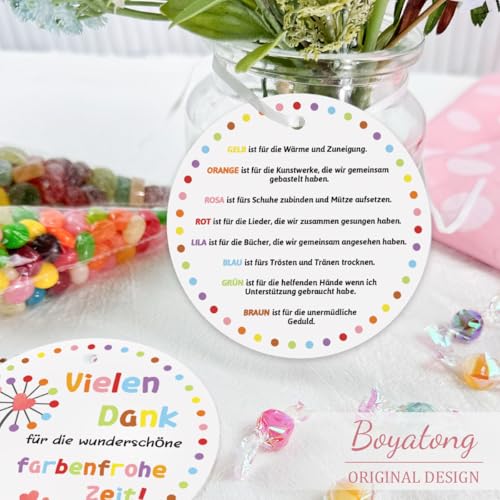 10 Stücke Abschiedsgeschenk Erzieherin Geschenkanhänger, Vielen Dank für die Wunderschön Farbenfrohe Zeit, Geschenkverpackungen für Abschiedsgeschenk Kindergarten