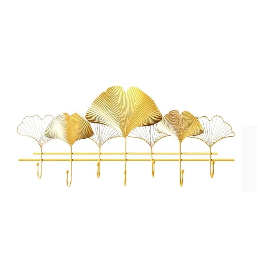 YQINQIN83B Coat Hangers Creative Wall-Mounted Coat Rack Metal Entryway Clothes Hooks No-Hole Hangers for Bedroom(Gold,Medium)