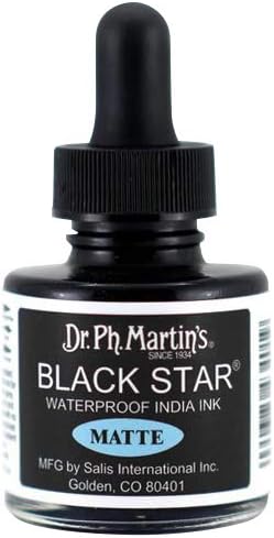 Dr. Ph. Martin's Black Star India Ink, 1.0 oz, Black (Matte)