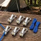 6er Pack Seilspanner mit Messingrolle, Edelstahl Rope Roller Seilspanner