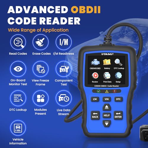 UDIAG CR800 OBD2 Scanner Diagnostic Tool, Scan Tool for All Vehicles, OBDlI Scan Check Engine Light Code Reader Battery Monitoring, EVAP Live Data Tester for All Cars After 1996 - Thumbnail 2