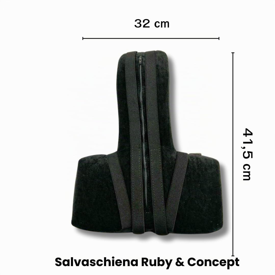 Cuscino sedia ufficio Ruby. Utile anche come cuscino lombare auto. Ruby è l'unico cuscino auto per il mal di schiena. Ideale per chi passa molto tempo seduto e vuole migliorare la postura scorretta.