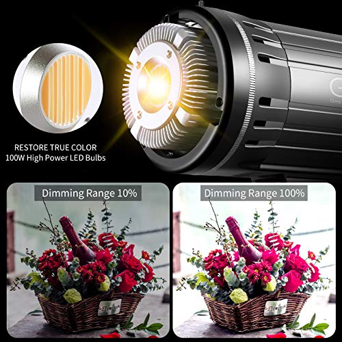 Luz LED de video GVM 100W regulable con montura Bowens para grabación 4