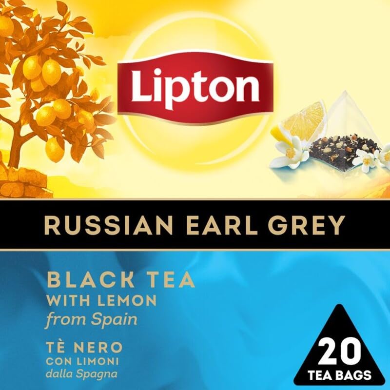Lipton Rosyjski Earl Grey Pyramid Luksusowe torebki herbaty z prawdziwymi liśćmi herbaty 12 pudełek IMPORTOWANE