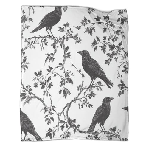 Couverture Lit Douce Flanelle Impression 3D Corbeau Obscurité