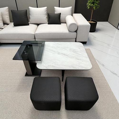 Image of The Attic Kingston Coffee Table Set with 2 stools, Modern Coffee Table for Living Room
