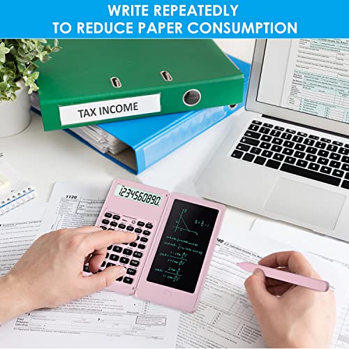 Image of Scientific Calculators for Students, 10-Digit Large Screen, Math Calculator with Notepad, Classroom Must Haves for Middle High School Supplies & College （Pink