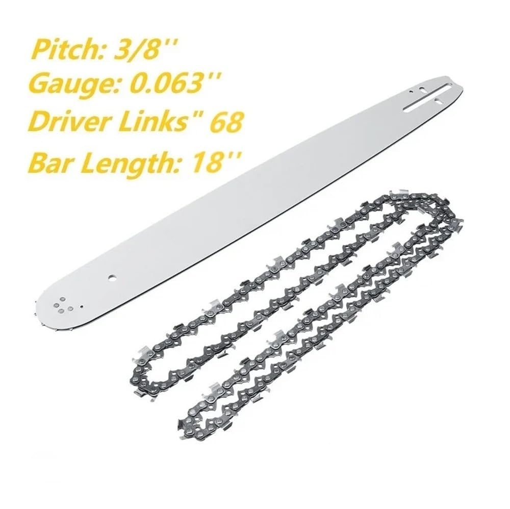 Guía de motosierra 18" y cadena corte madera 3/8" 68DL 68, compatible con 61, 66, 268, 272, 362, 365, 372 más